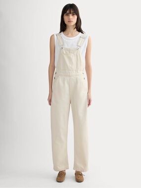 Everlane Cotton Canvas Denim Jean Overalls Bibs in Ecru Cream womens Size 2